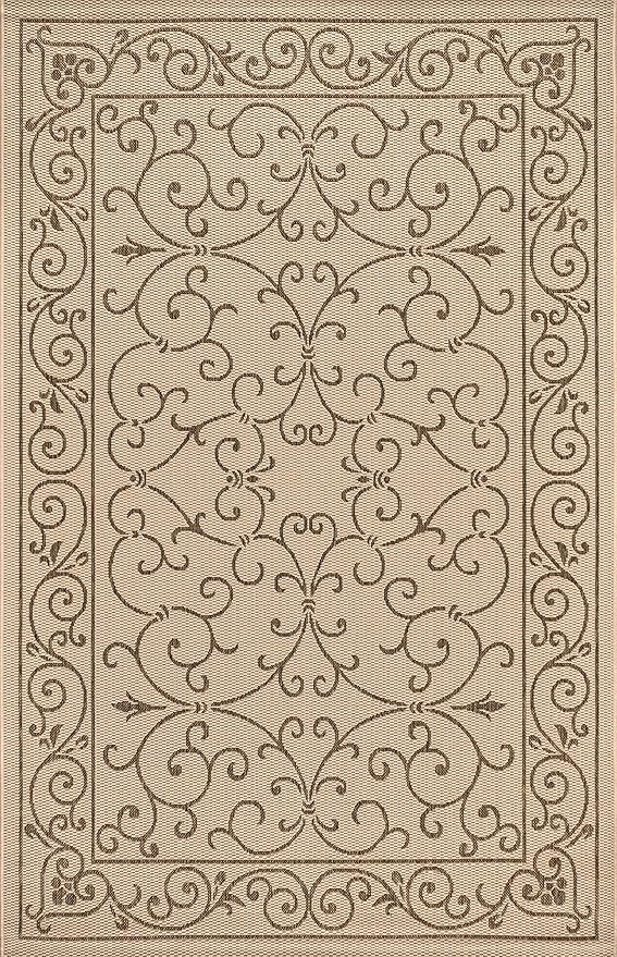JONATHAN Y Vintage Filigree Indoor Outdoor Area Rug 3X5 Beige/Brown, Charleston Textured Weave for Backyard, Patio, Porch, Easy-Cleaning, High Traffic, Pet-Friendly, Non-Shedding (SMB106A-3)