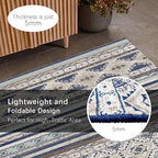 RUGSURE Washable Area Rugs 4' x 6' - 1/6 Thick - Moroccan-Inspired -Stain & Water Resistant Non-Slip - Resistant Rug for Living Room, Bedroom, Nursery, Pet & Child Friendly (Blue and Brown)