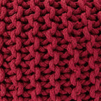 REDEARTH Round Pouf Ottoman - Hand Knitted Cable Boho Poof - Foot Stool Bean Bag - Home Décor Stuffed Footrest for Living Room - Nursery - Bedroom - 100% Cotton Poufs (19.5"x19.5"x14") - Red