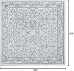 JONATHAN Y Vintage Filigree Indoor Outdoor Square Area Rug 9X9 Gray/Navy, Charleston Textured Weave for Backyard, Patio, Porch, Easy-Cleaning, High Traffic, Pet-Friendly, Non-Shedding (SMB106C-9SQ)