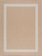 CAMILSON Outdoor Rug 9x12, Large Modern Outside Rugs for Patios Porches Waterproof Durable Washable Non-Shedding, Easy-to-Clean Indoor Outdoor Area Carpet (9 x 12, Bordered - Beige/White)