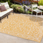 JONATHAN Y Vintage Filigree Indoor Outdoor Area Rug 8X10 Yellow/Cream, Charleston Textured Weave for Backyard, Patio, Porch, Easy-Cleaning, High Traffic, Pet-Friendly, Non-Shedding (SMB106L-8)
