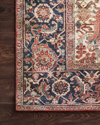 Loloi Layla Collection LAY-08 Red/Navy 5'-0" x 7'-6" .13" Thick Area Rug, Soft, Durable, Vintage Inspired, Distressed, Low Pile, Non-Shedding, Easy Clean, Printed, Living Room Rug