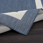 CAMILSON Outdoor Rug 9x12, Large Modern Outside Rugs for Patios Porches Waterproof Durable Washable Non-Shedding, Easy-to-Clean Indoor Outdoor Area Carpet (9 x 12, Bordered - Blue/White)