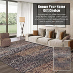 RUGSURE Washable Area Rug - 1/6 Thick - Stain & Water Resistant Non-Slip - Resistant Rug for Living Room, Bedroom, Nursery, Pet & Child Friendly, Vintage Charm Area Rugs (Rust, 8' x 10')