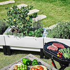 Glowpear Self Watering Planter Box - 29.5", White - UV Stable, Scalable Urban Raised Garden Bed with Water Gauge, Indoor Outdoor for Vegetables, Flowers, Herbs, and Succulents, Gardening