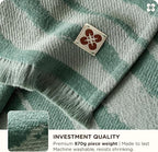 Bedsure 100% Cotton Throw Blanket for Couch - Chenille Woven Textured Blanket Gifts for Women, Cozy and Soft for All Seasons, Home Decor Boho Throw for Bed, Sofa, Aqua Gray, 50x60 Inches