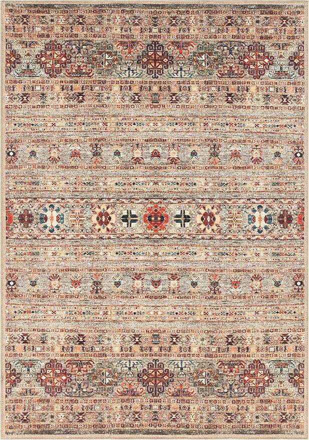 Keen Home Design 6x9 Rug - Machine Washable Area Rug with Non-Slip Backing, Ideal for Living Room, Dining Room, Bedroom - Vintage, Easy Clean, Durable, Low Pile Rug - (6' x 9')