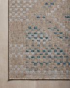 Loloi Amber Lewis Topanga Collection TOP-04 Natural/Aqua 9'-2" x 12'-0" Indoor/Outdoor Area Rug