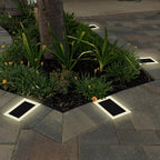 LUMENGY Solar Paver Light 4×8 inch, 2700K, Up to 18 Hours Continuous Lighting, Stainless Steel, Thick Glass, Glare-Free Illumination for Driveways, Pathways & Garden, Waterproof & Drive-Over Rated