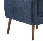 Accent Chair, Comfy Upholstered Living Room Chairs with High Tufted Backrest and Pillow, Wingback Reading Chair with Solid Wood Legs for Bedroom/Office, Chenille Fabric, Dark Blue