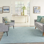 Nourison Home Positano 5' x 7' Aqua Fabric Modern Area Rug (5' x 7')