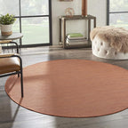 Nourison Positano Indoor/Outdoor Terracotta 6' x Round Area Rug, Easy Cleaning, Non Shedding, Bed Room, Living Room, Dining Room, Backyard, Deck, Patio (6 Round)