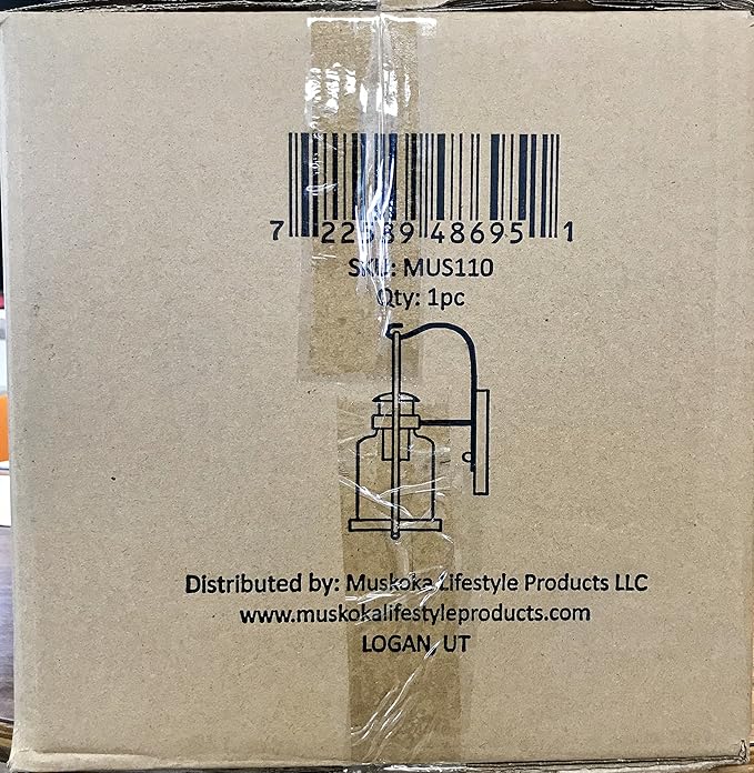 Muskoka Lifestyle Products Rustic Wall Light Lantern with Retro Industrial loft Lantern Look in Rubbed Bronze Powder Coat Finish with Milk Pioneer jug Glass