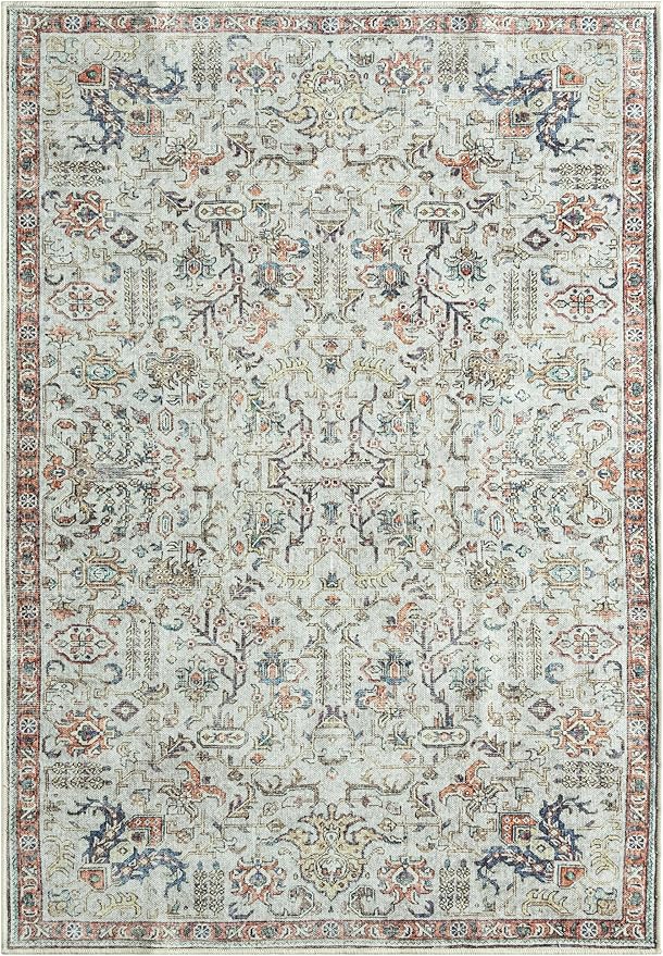 Keen Home Design 10x14 Rug - Machine Washable Area Rug with Non-Slip Backing, Ideal for Living Room, Dining Room, Bedroom - Vintage, Easy Clean, Durable, Low Pile Rug - (9'7" x 14')