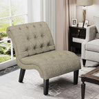 Yongqiang Accent Chair for Bedroom Living Room Modern Button Tufted Upholstered Armless Corner Chair with Wood Legs