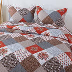 Travan Floral Printed Quilt Sets 3-Piece Super Soft Lightweight Queen Size Bedspread with Shams Reversible Quilted Bedding Set, Red, Queen