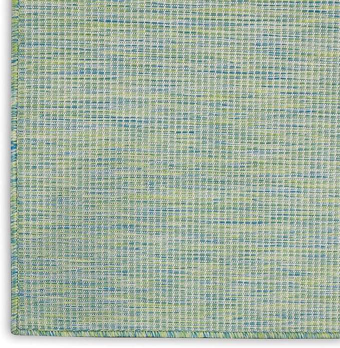 Nourison Positano Indoor/Outdoor Blue/Green 8' x Round Area Rug, Easy Cleaning, Non Shedding, Bed Room, Living Room, Dining Room, Backyard, Deck, Patio (8 Round)