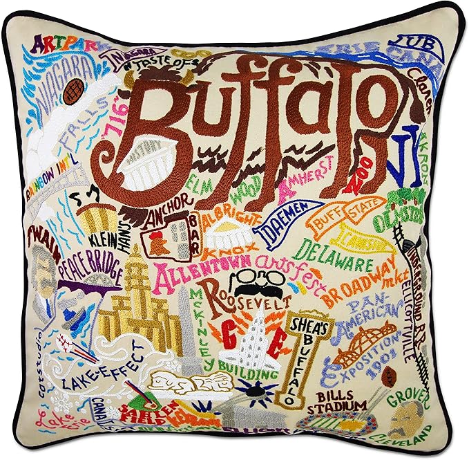 Catstudio Buffalo Embroidered Decorative Throw Pillow
