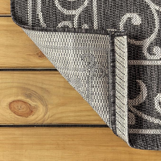 JONATHAN Y Vintage Filigree Indoor Outdoor Area Rug 10X14 Black/Gray, Charleston Textured Weave for Backyard, Patio, Porch, Easy-Cleaning, High Traffic, Pet-Friendly, Non-Shedding (SMB106G-14)