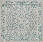 JONATHAN Y Vintage Filigree Indoor Outdoor Square Area Rug 6X6 Gray/Teal, Charleston Textured Weave for Backyard, Patio, Porch, Easy-Cleaning, High Traffic, Pet-Friendly, Non-Shedding (SMB106E-6SQ)