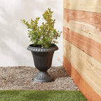 PL20SL Classic Traditional Plastic Urn Planter Indoor/Outdoor, 10" x 12", Brushed Silver