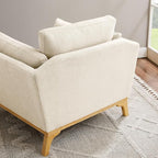 Large-Sized Accent Chair, Thick Cushion Bedroom Reading Chair, Comfortable Living Room Single Sofa， Linen Gray