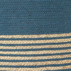 REDEARTH · Cylindrical Pouf Foot Stool Ottoman - Jute Braided Pouffe Poof Accent Sitting Footrest for Living Room, Bedroom, Nursery, Patio, Lounge & Other Rooms (Teal Natural, 18"x18"x14")