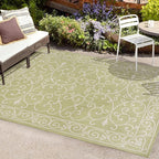 JONATHAN Y Vintage Filigree Indoor Outdoor Area Rug 5X8 Green/Cream, Charleston Textured Weave for Backyard, Patio, Porch, Easy-Cleaning, High Traffic, Pet-Friendly, Non-Shedding (SMB106H-5)