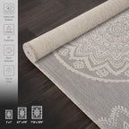 CAMILSON Outdoor Rug 5x7 Modern Area Rugs for Indoor and Outdoor Patios and Porches - Waterproof, Washable, Non-Shedding, Easy-to-Clean Outside Carpet (5 x 7, Medallion - Grey/White)