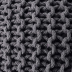 REDEARTH Round Pouf Foot Stool Ottoman - Cotton Hand Knitted Dori Pouffe - Cord Boho Home Décor - Stuffed Cable Poof for Living Room - Bedroom (19.5"x19.5"x14") - Dark Gray