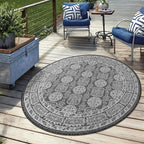Keen Home Design Terrace Outdoor Round Rug - 5ft Round Washable Indoor/Outdoor Rug for Patio, Kitchen, Balcony, Beach, Garden, Deck and Porch, Size: 5'3" Round