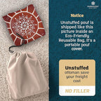 Marrakesh Gallery Genuine Leather Round Pouf Cover - Handmade Moroccan Ottoman Footstool, Unstuffed Footrest - Boho Decor - Bohemian Living Room, Bedroom, Kids Room - Housewarming Gift & Wedding