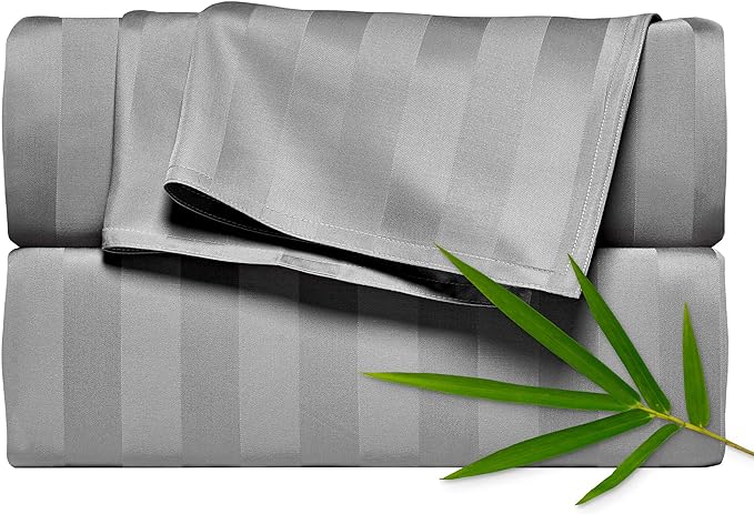 King Sheets by Pure Bamboo, Genuine 100% Organic Viscose Derived from Bamboo Bed Sheet Set, Luxuriously Soft & Cooling, Double Stitching, Lifetime Quality Promise (King, Jacquard Stone)