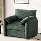 Chenille Oversized Armchair, 38.6" Wide Accent Chairs for Living Room & Bedroom Modern Lounge Chair, Upholstered Mid-Century Reading Chair, Comfy Living Room Chair, Single Sofa Chair, Green