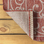 JONATHAN Y Vintage Filigree Indoor Outdoor Runner Rug 2X8 Red/Beige, Charleston Textured Weave for Backyard, Patio, Porch, Easy-Cleaning, High Traffic, Pet-Friendly, Non-Shedding (SMB106B-28)