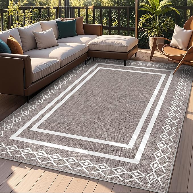 Outdoor Patio Rug, Outside Rectangular Carpet, Moroccan Geometric Rugs, Washable Large Indoor Outdoor Rug 6x9 Mats for RV, Picnic, Backyard, Deck, Balcony, Porch, Beach
