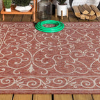 JONATHAN Y Vintage Filigree Indoor Outdoor Area Rug 3X5 Red/Beige, Charleston Textured Weave for Backyard, Patio, Porch, Easy-Cleaning, High Traffic, Pet-Friendly, Non-Shedding (SMB106B-3)