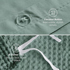 Bedsure Cotton Duvet Cover Queen - 100% Cotton Waffle Weave Green Duvet Cover Queen Size, GentleSoft™ and Breathable Bedding Set for All Season, 3 Pieces, 90"x90"