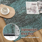 RUGSURE Washable Area Rug - 1/6 Thick - Stain & Water Resistant Non-Slip - Resistant Rug for Living Room, Bedroom, Nursery, Pet & Child Friendly, Vintage Charm Area Rugs (Green, 4' x 6')