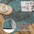 RUGSURE Washable Area Rug - 1/6 Thick - Stain & Water Resistant Non-Slip - Resistant Rug for Living Room, Bedroom, Nursery, Pet & Child Friendly, Vintage Charm Area Rugs (Green, 6' x 9')