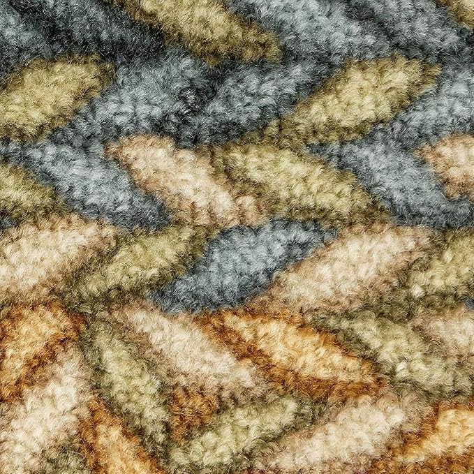 Maples Rugs Marion Bohemian Braided Design Print Area Rug – Made in USA – Low Pile, Non Slip Pet-Friendly Mat for Bedroom, Office, Living & Dining Room, 5' x 7', Multi-Color