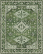 GENIMO Washable Rug 6X9 Area Rugs for Living Room Bedroom, Machine Washable Area Rug, Print Vintage Tribal Aesthetic Carpet, Low Pile Mat with Non Slip Rubber Backing, Distressed Green
