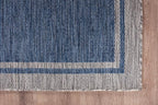 CAMILSON Outdoor Rug, 9x12 Bordered Navy Blue Gray Modern Large Area Rugs for Indoor and Outdoor Patios, Porches Waterproof Washable Porch Deck Outside Carpet (Bordered Navy, 9 x 12)