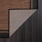 CAMILSON Indoor Outdoor Rug, 10x14 Bordered Nut Brown Black Modern Area Rugs for Indoor and Outdoor Patios, Kitchen and Hallway Mats, Washable Porch Deck Outside Carpet (Border Nut Brown Black 10 x14)