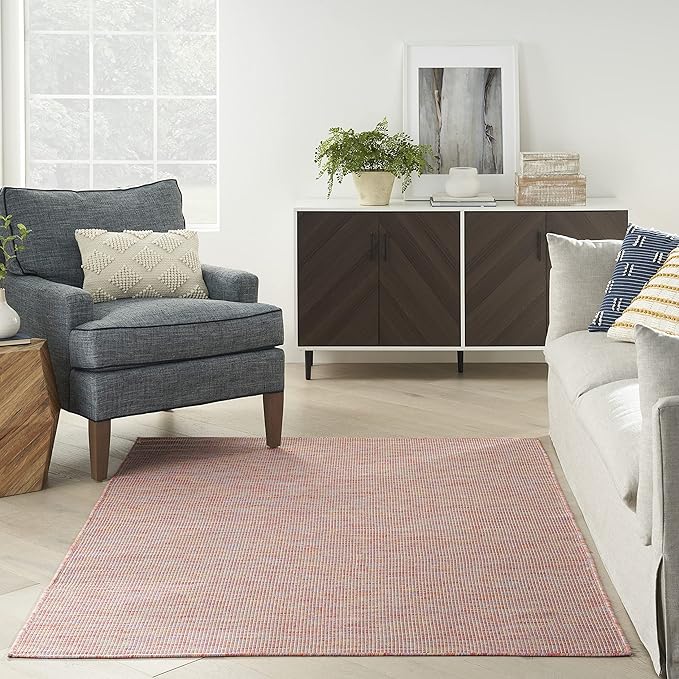 Nourison Home Positano Indoor/Outdoor Rainbow 6' x Round Area Rug, Easy Cleaning, Non Shedding, Bed Room, Living Room, Dining Room, Backyard, Deck, Patio (6 Round)