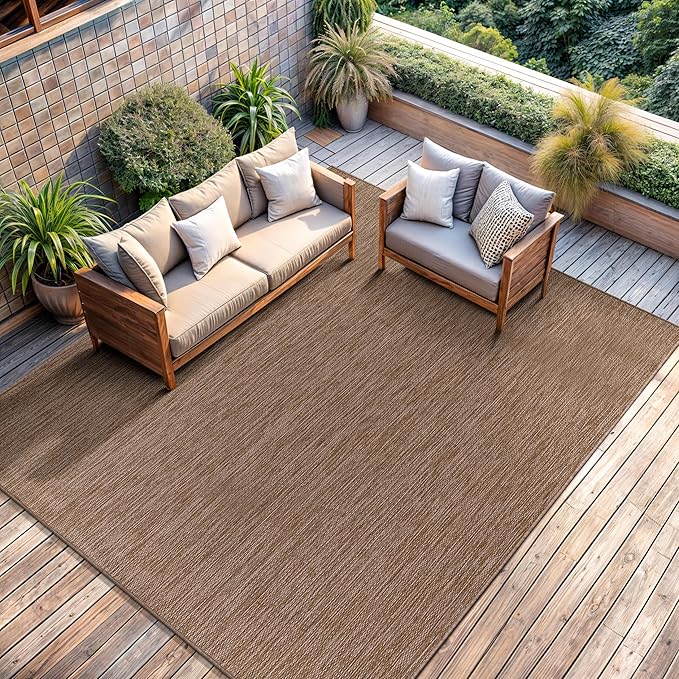 CAMILSON Outdoor Rug 6x9 Modern Area Rugs for Indoor and Outdoor Patios and Porches - Waterproof, Washable, Non-Shedding, Easy-to-Clean Outside Carpet (6 x 9, Solid - Jute)
