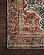Loloi Layla Collection LAY-09 Cobalt Blue/Spice 2'-6" x 9'-6" .13" Thick Runner Rug, Soft, Durable, Vintage Inspired, Distressed, Low Pile, Non-Shedding, Easy Clean, Printed, Living Room Rug