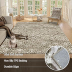 RUGSURE Washable Area Rugs, 4' x 6' - 1/6 Thick - Stain & Water Resistant Non-Slip - Perfect Resistant Rug for Living Room, Bedroom, Nursery, Pet & Child Friendly, Vibrant Colors Rugs, Brown