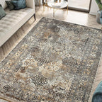 Keen Home Design 6x9 Rug - Machine Washable Area Rug with Non-Slip Backing, Ideal for Living Room, Dining Room, Bedroom - Vintage, Easy Clean, Durable, Low Pile Rug - (6' x 9')